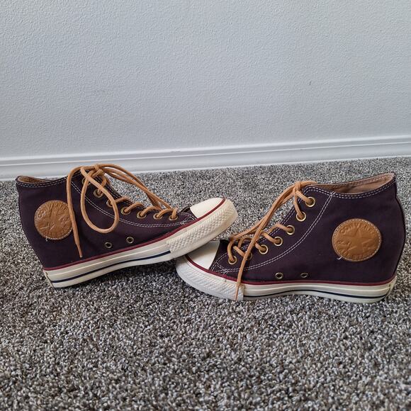 Converse Lux Mid Wedge Burgundy womens 8 hi-top lace sneaker - Picture 4 of 9